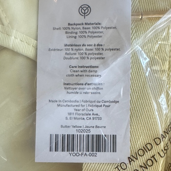 Yellow Backpack with Front Pockets - Picture 6 of 7